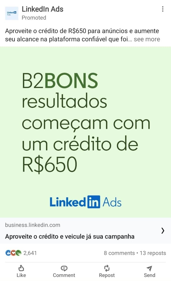 Anúncio de LinkedIn — SaaS