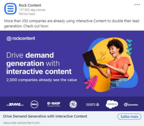 Anúncio de Rock Content — SaaS